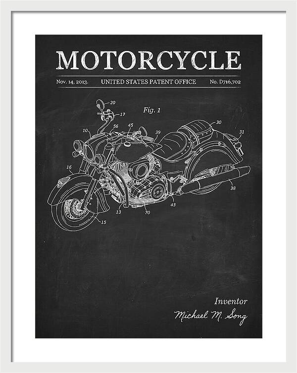 Motorcycle Indian Chief Chalkboard Patent Usd716702s1