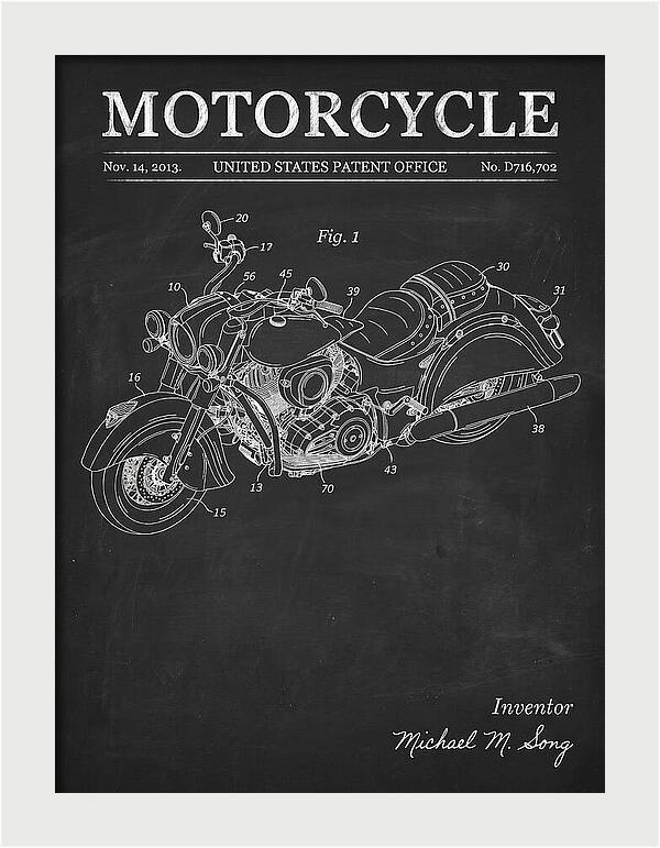 Motorcycle Indian Chief Chalkboard Patent Usd716702s1