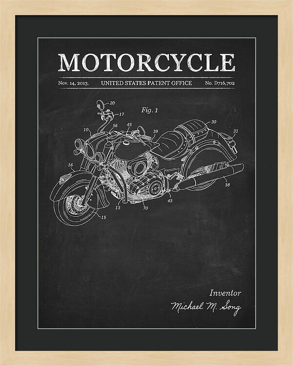 Motorcycle Indian Chief Chalkboard Patent Usd716702s1