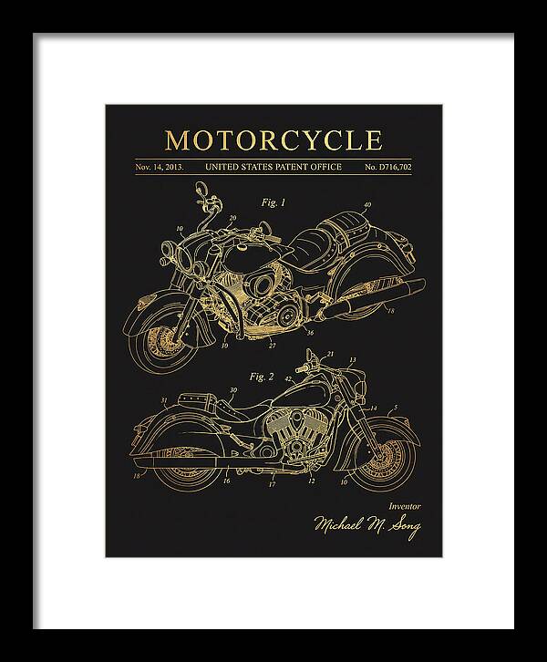 Motorcycle Indian Chief Gold Patent Usd716702s1