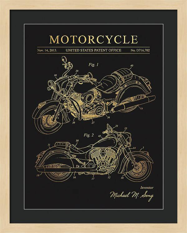 Motorcycle Indian Chief Gold Patent Usd716702s1