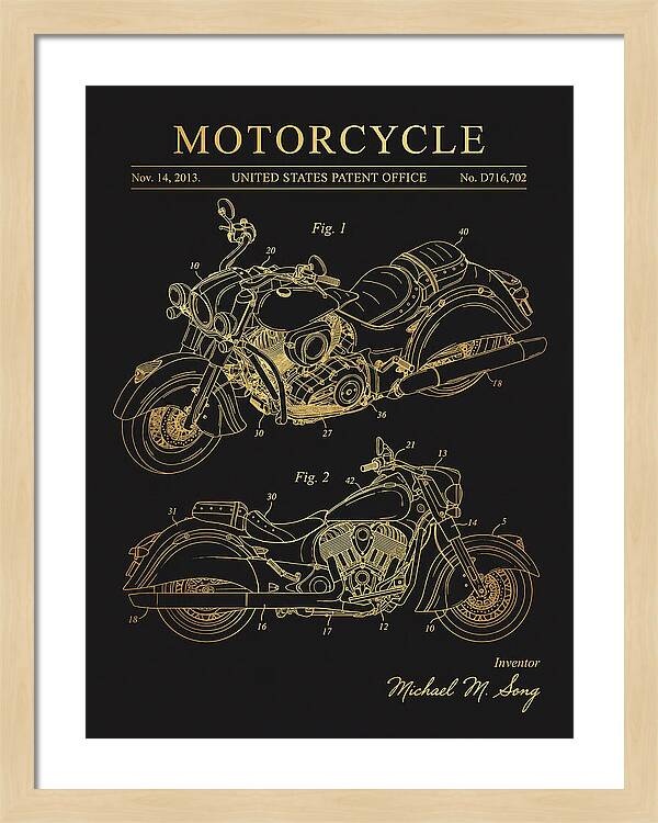 Motorcycle Indian Chief Gold Patent Usd716702s1