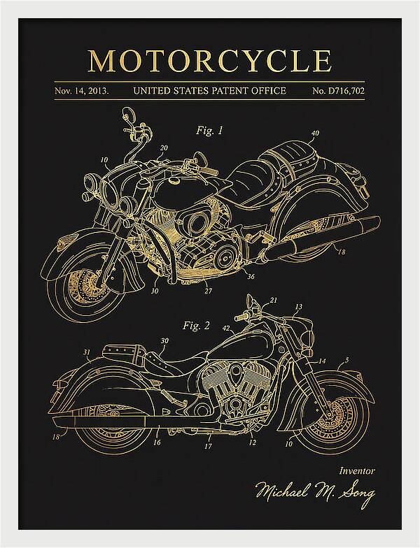 Motorcycle Indian Chief Gold Patent Usd716702s1