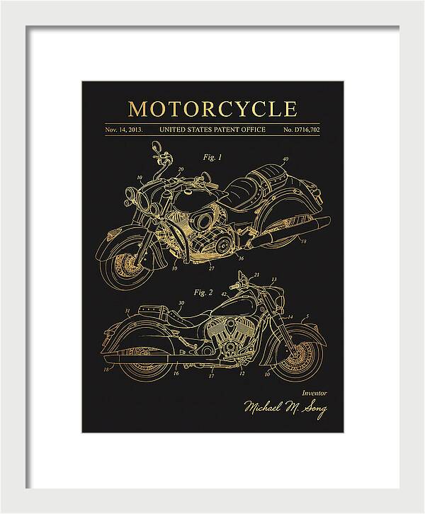 Motorcycle Indian Chief Gold Patent Usd716702s1