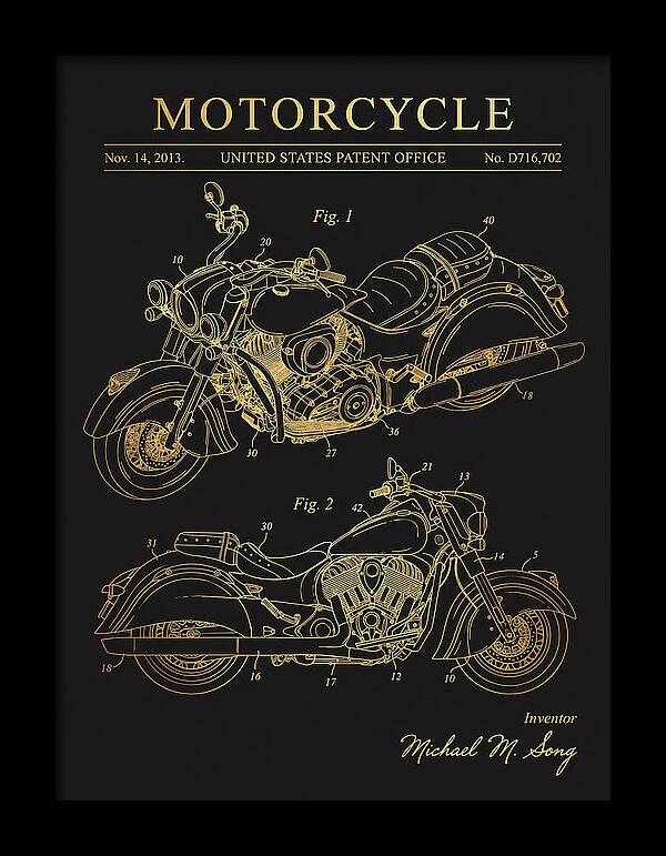 Motorcycle Indian Chief Gold Patent Usd716702s1
