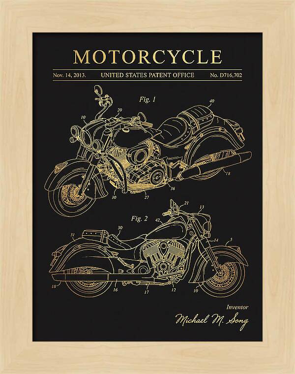 Motorcycle Indian Chief Gold Patent Usd716702s1