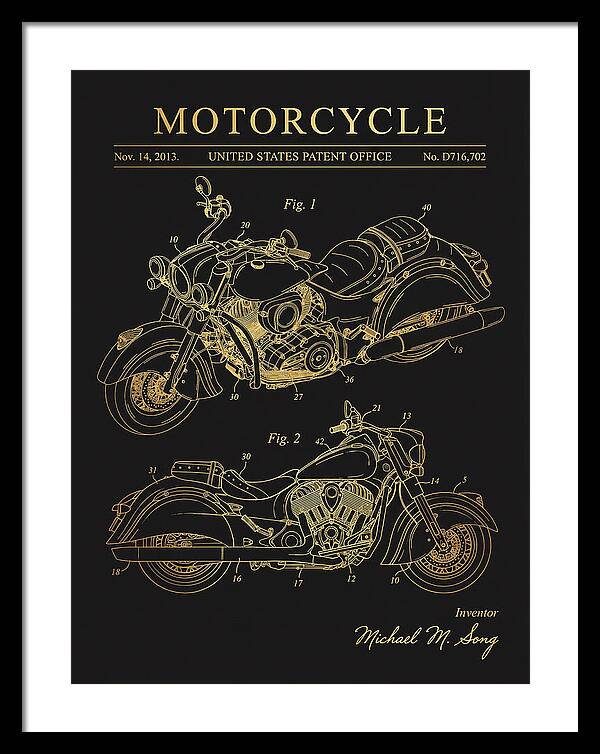 Motorcycle Indian Chief Gold Patent Usd716702s1