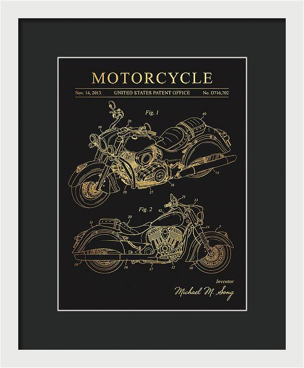 Motorcycle Indian Chief Gold Patent Usd716702s1