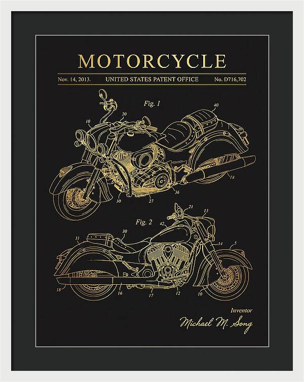 Motorcycle Indian Chief Gold Patent Usd716702s1