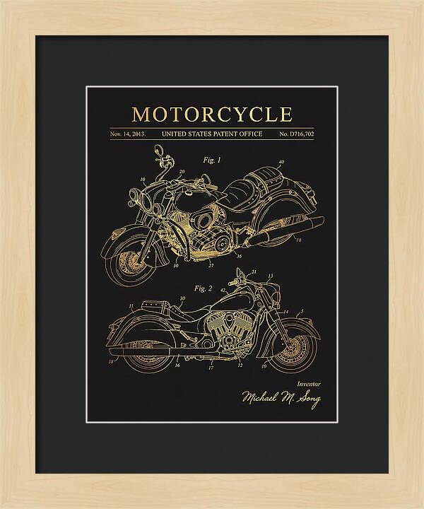 Motorcycle Indian Chief Gold Patent Usd716702s1