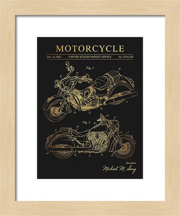 Motorcycle Indian Chief Gold Patent Usd716702s1