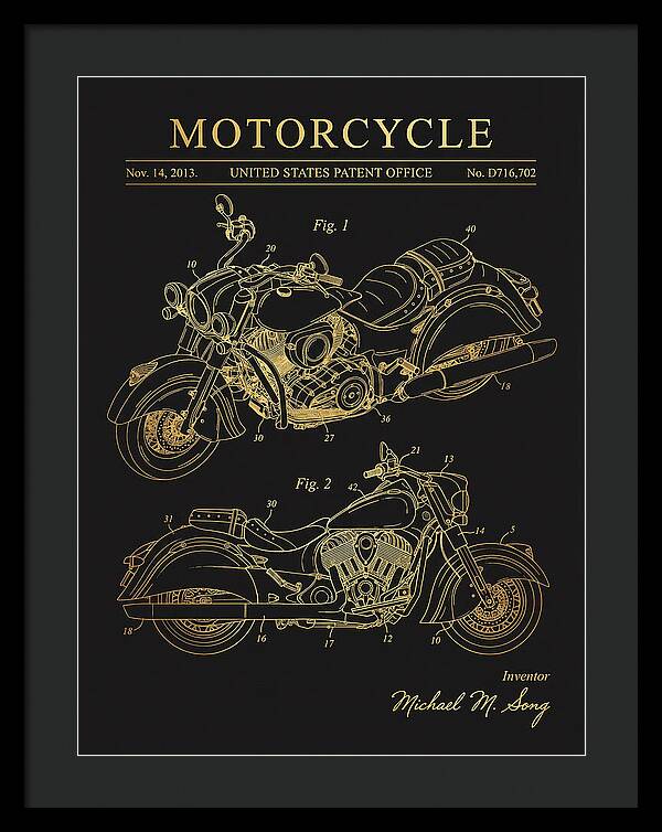 Motorcycle Indian Chief Gold Patent Usd716702s1