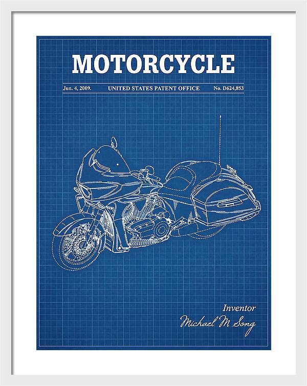 Motorcycle Victory Cross Country Blueprint Patent Usd624853s1
