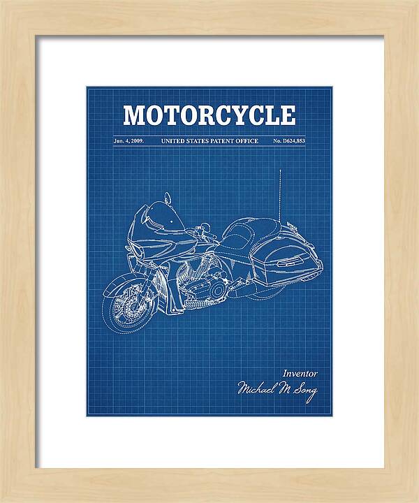 Motorcycle Victory Cross Country Blueprint Patent Usd624853s1