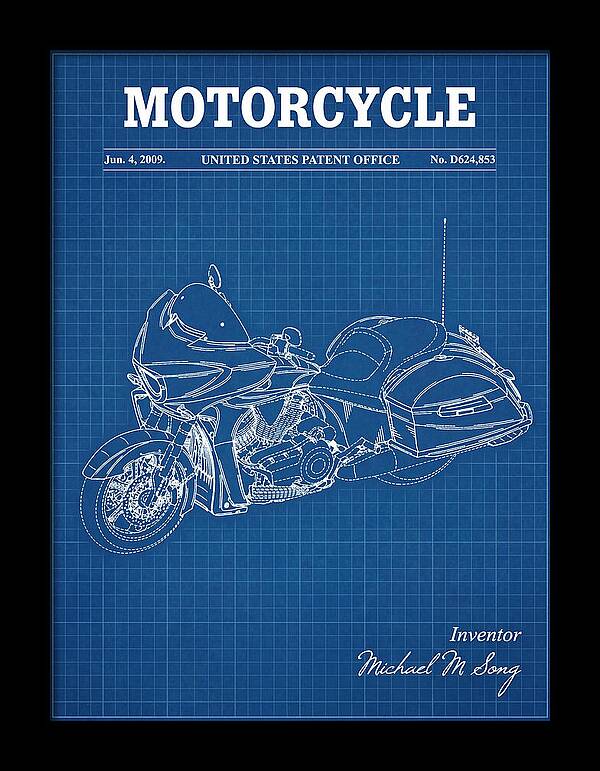 Motorcycle Victory Cross Country Blueprint Patent Usd624853s1