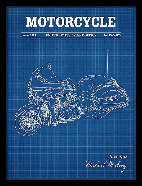 Motorcycle Victory Cross Country Blueprint Patent Usd624853s1