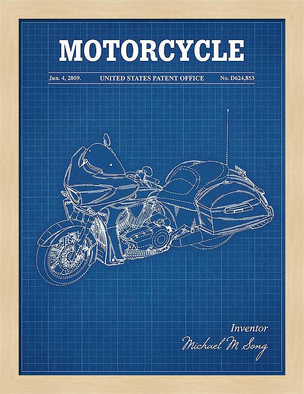 Motorcycle Victory Cross Country Blueprint Patent Usd624853s1