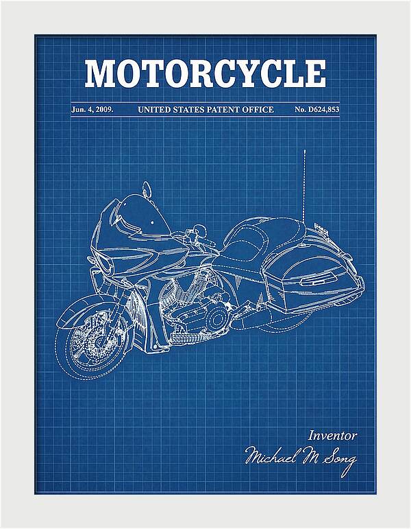 Motorcycle Victory Cross Country Blueprint Patent Usd624853s1