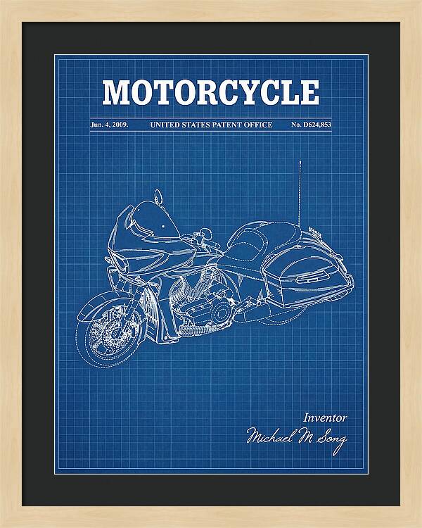 Motorcycle Victory Cross Country Blueprint Patent Usd624853s1