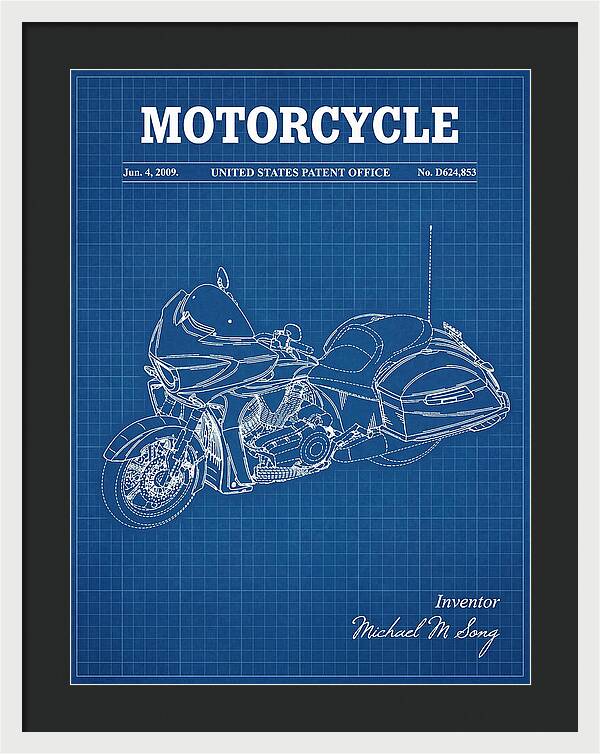 Motorcycle Victory Cross Country Blueprint Patent Usd624853s1