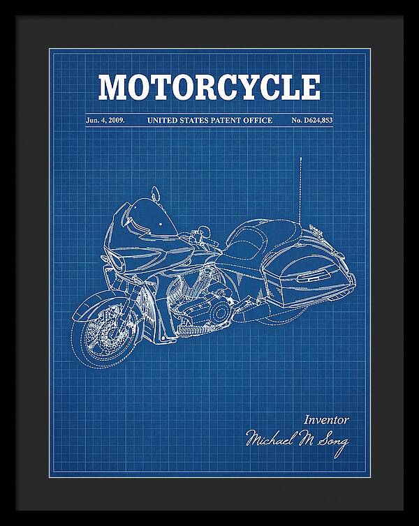 Motorcycle Victory Cross Country Blueprint Patent Usd624853s1