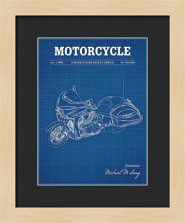Motorcycle Victory Cross Country Blueprint Patent Usd624853s1