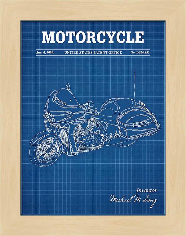 Motorcycle Victory Cross Country Blueprint Patent Usd624853s1