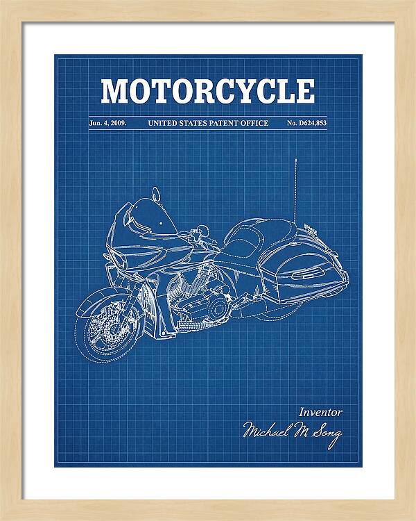 Motorcycle Victory Cross Country Blueprint Patent Usd624853s1