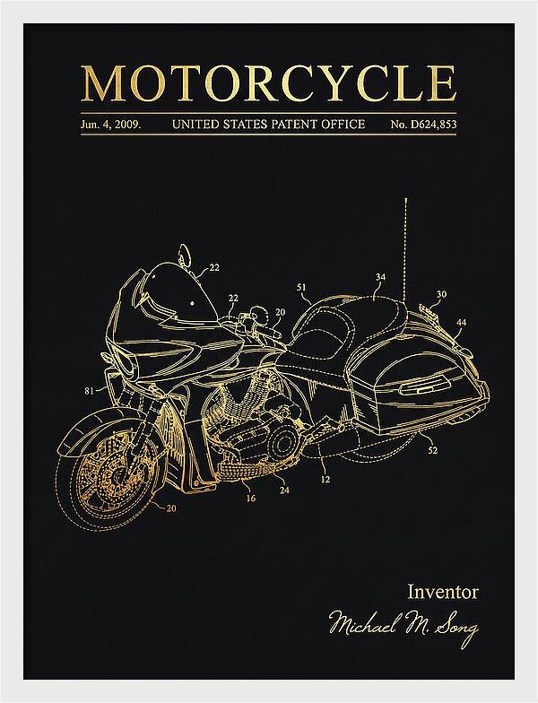 Motorcycle Victory Cross Country Gold Patent Usd624853s1