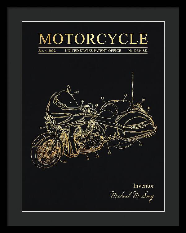 Motorcycle Victory Cross Country Gold Patent Usd624853s1