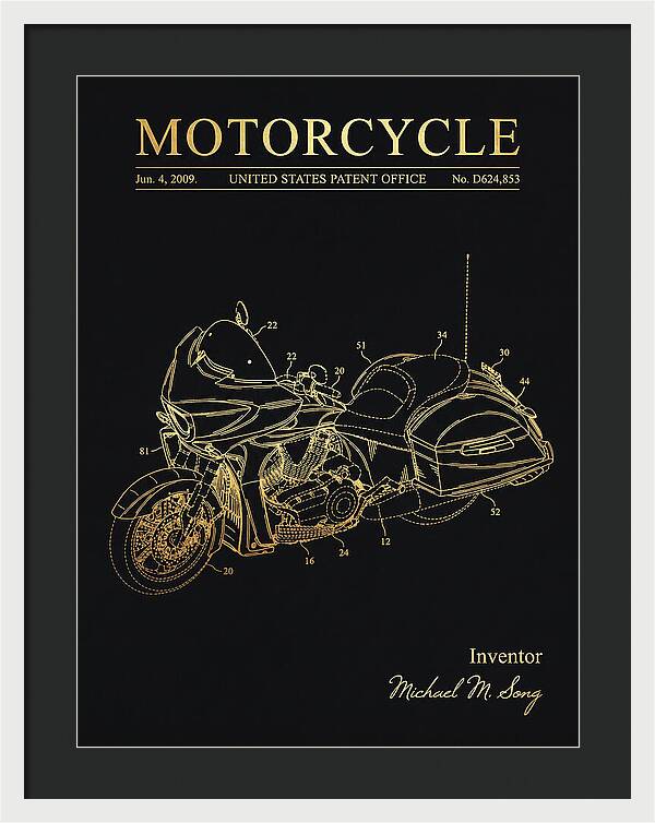 Motorcycle Victory Cross Country Gold Patent Usd624853s1