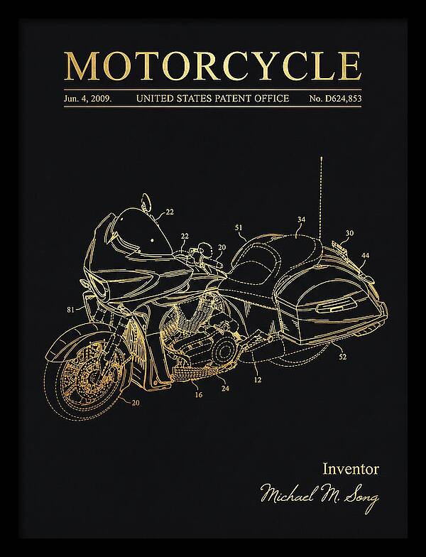 Motorcycle Victory Cross Country Gold Patent Usd624853s1