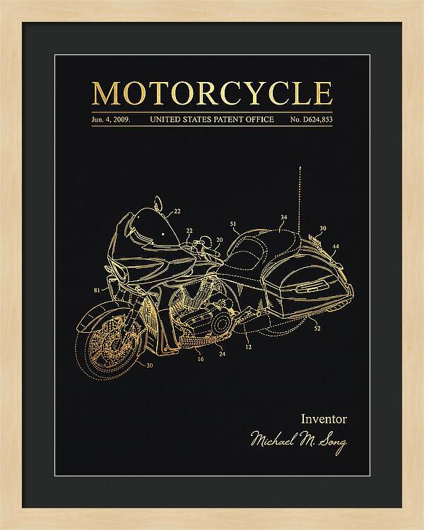 Motorcycle Victory Cross Country Gold Patent Usd624853s1