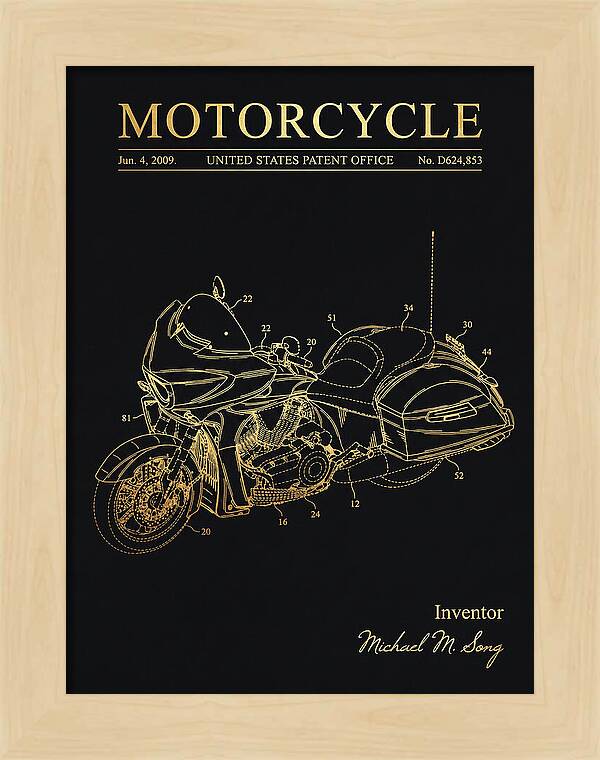 Motorcycle Victory Cross Country Gold Patent Usd624853s1