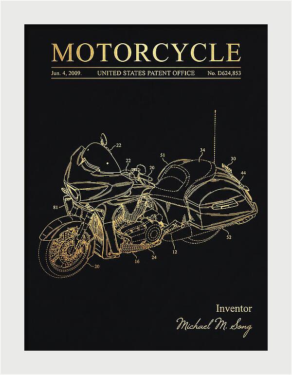 Motorcycle Victory Cross Country Gold Patent Usd624853s1