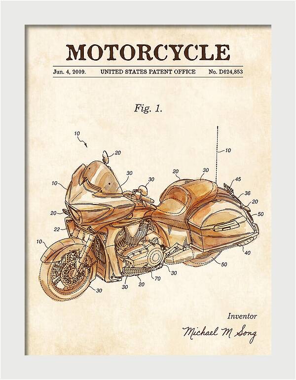 Motorcycle Victory Cross Country Watercolor Patent Usd624853s1