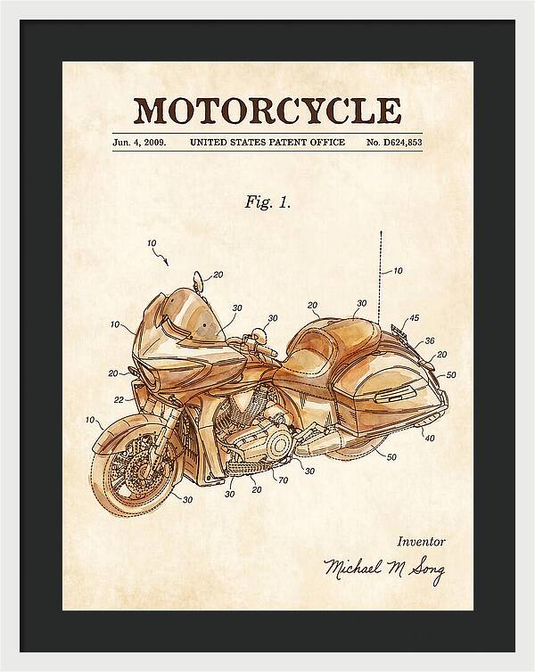 Motorcycle Victory Cross Country Watercolor Patent Usd624853s1