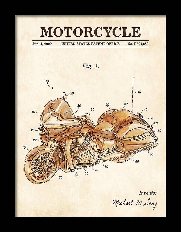 Motorcycle Victory Cross Country Watercolor Patent Usd624853s1