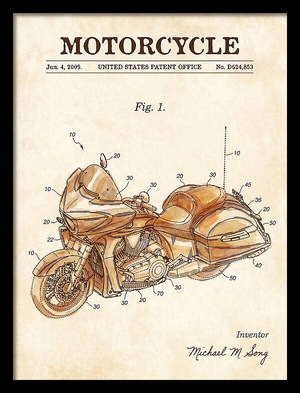 Motorcycle Victory Cross Country Watercolor Patent Usd624853s1