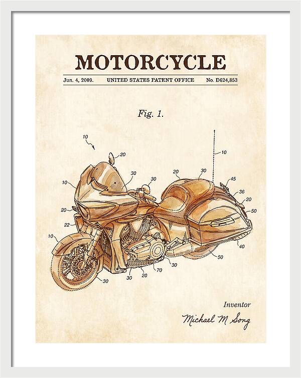 Motorcycle Victory Cross Country Watercolor Patent Usd624853s1