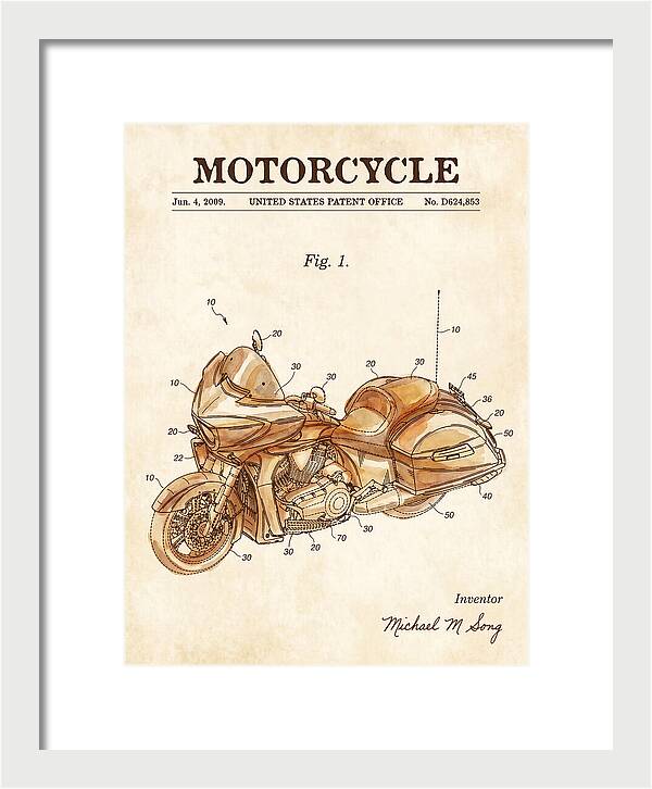 Motorcycle Victory Cross Country Watercolor Patent Usd624853s1