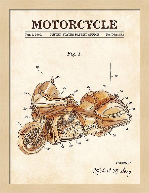 Motorcycle Victory Cross Country Watercolor Patent Usd624853s1