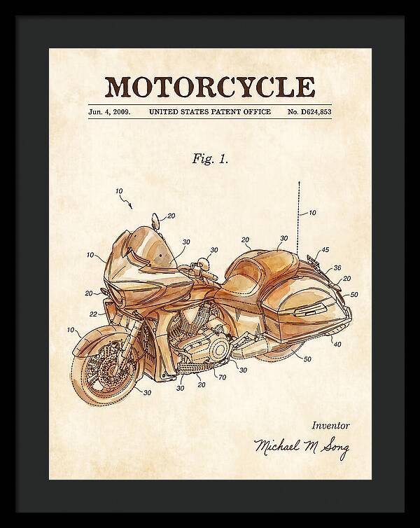 Motorcycle Victory Cross Country Watercolor Patent Usd624853s1