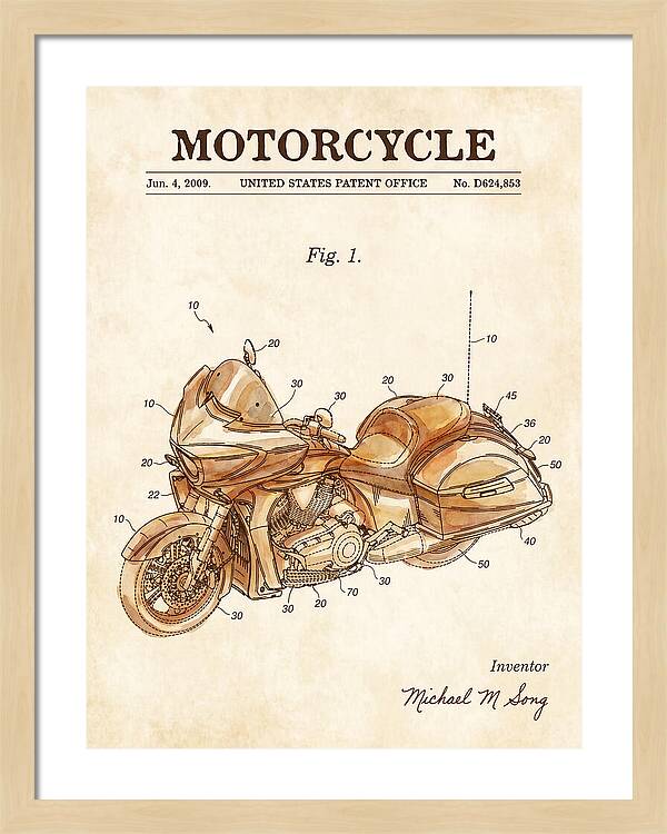 Motorcycle Victory Cross Country Watercolor Patent Usd624853s1