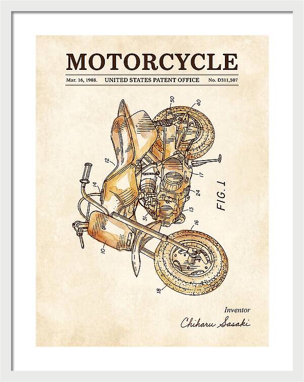 Motorcycle Watercolor Patent Usd311507s