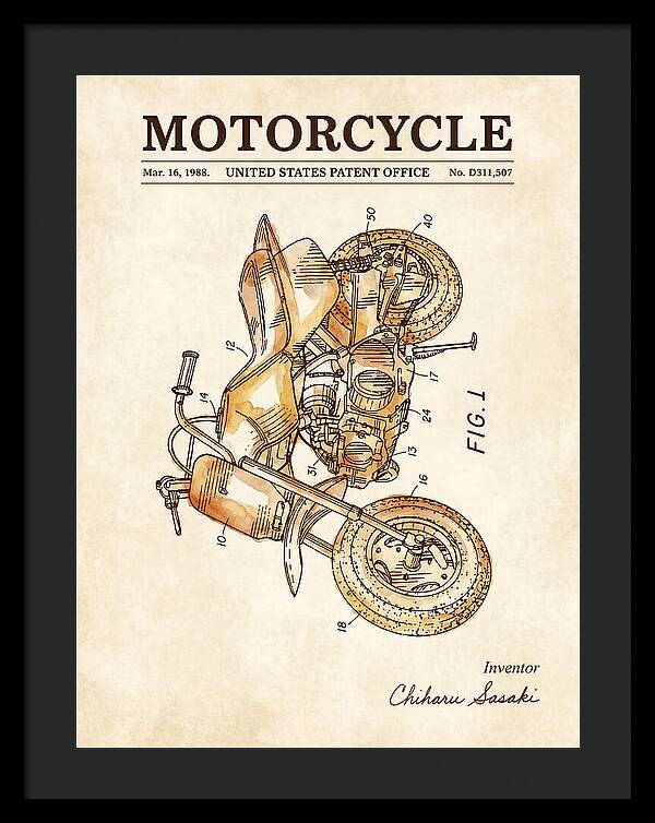 Motorcycle Watercolor Patent Usd311507s