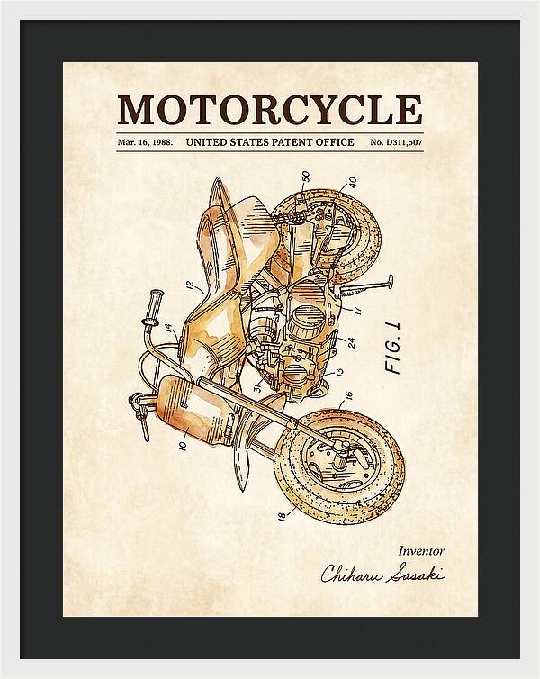 Motorcycle Watercolor Patent Usd311507s