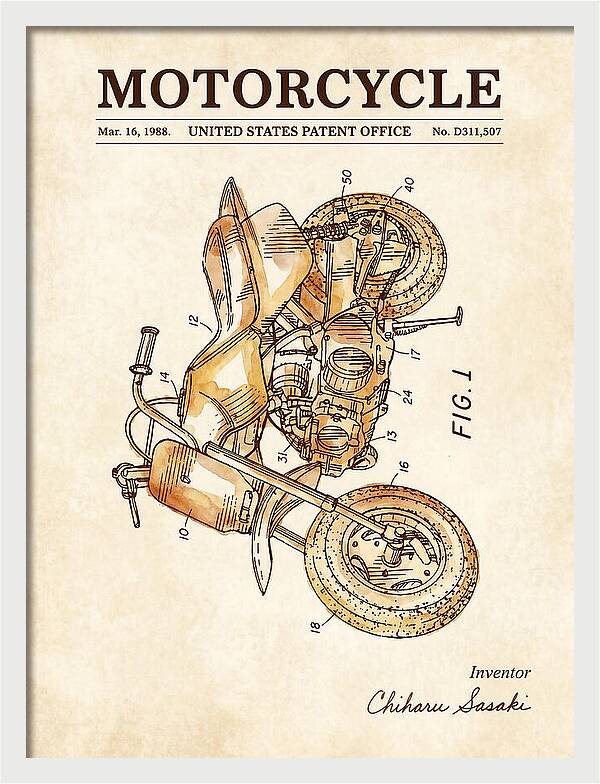 Motorcycle Watercolor Patent Usd311507s