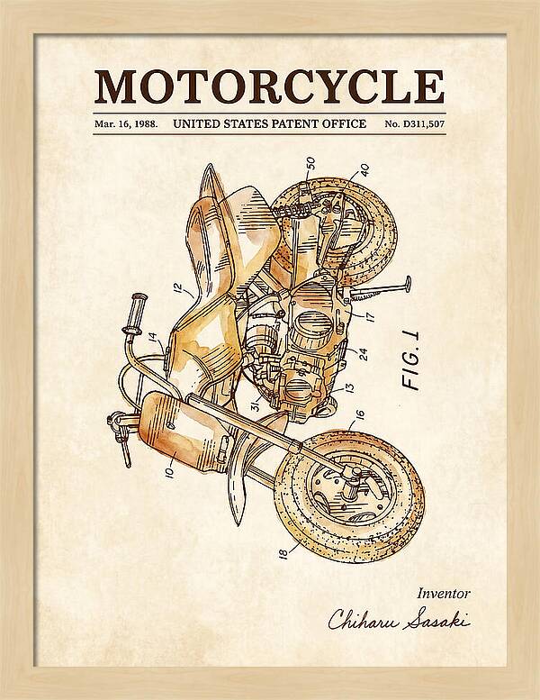 Motorcycle Watercolor Patent Usd311507s