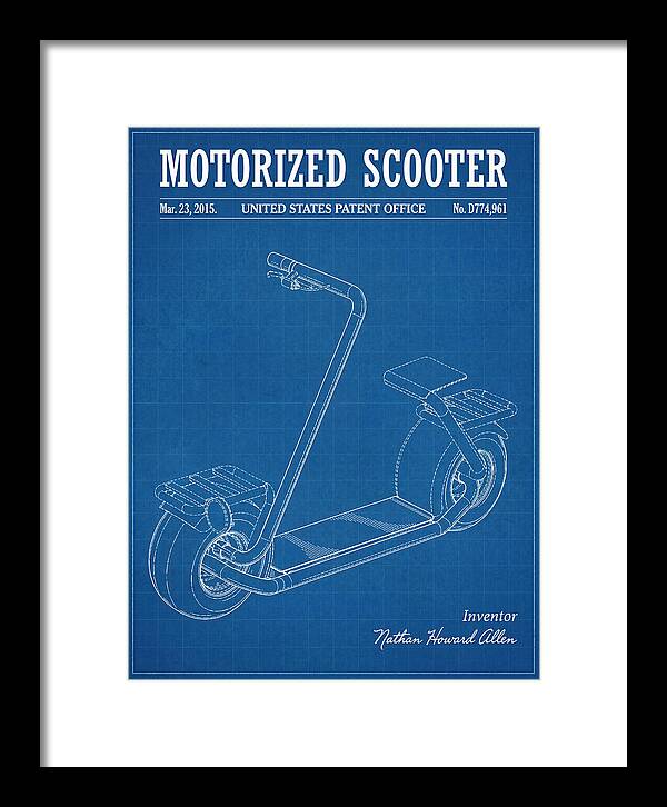 Motorized Scooter Blueprint Patent Usd774961s1